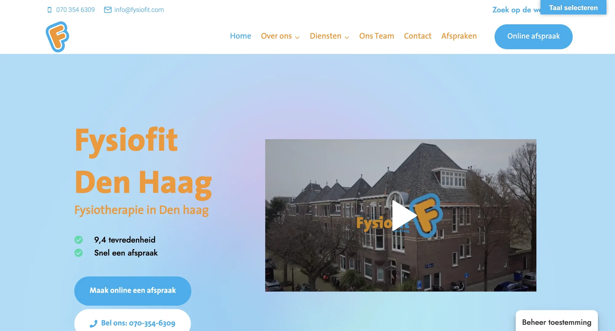 Website FysioFit Den Haag